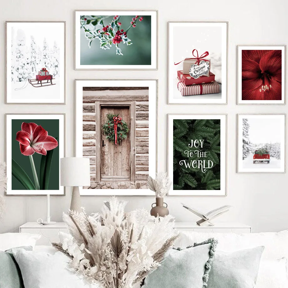 Christmas Sleigh Red Amaryllis Snow Pine Door Wreath Nordic Poster Wall Art Print Canvas Painting Decor Pictures For Living Room
Christmas Sleigh Red Amaryllis Snow Pine Door Wreath Nordic Poster Wall Art Print Canvas Painting Decor Pictures For Living Room