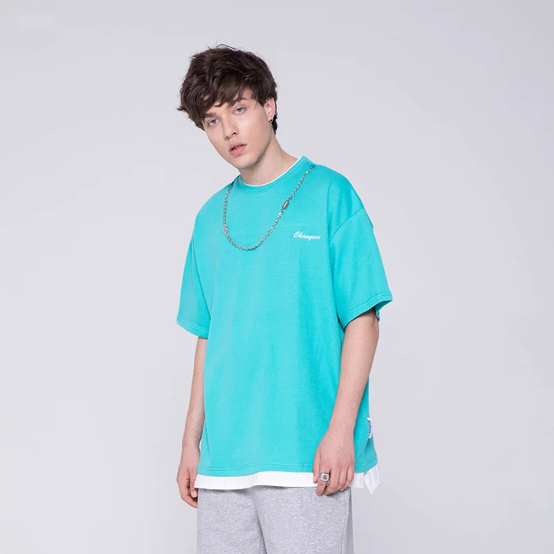 Hip Hop Simple Chain Round Neck Short Sleeve T-shirt Mens Fashion Brand Loose Fake Half Sleeve Pure Cotton Couple Summer Dress 
Hip Hop Simple Chain Round Neck Short Sleeve T-shirt Mens Fashion Brand Loose Fake Half Sleeve Pure Cotton Couple Summer Dress