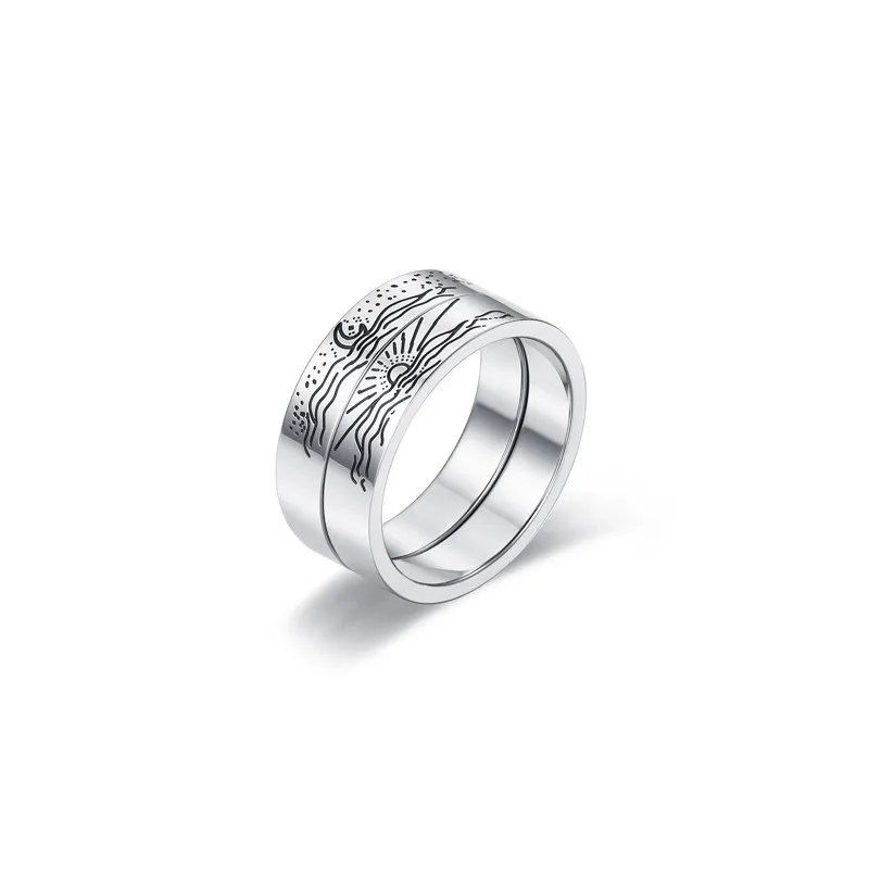 Titanium Steel Jewelry Couple Simple Sun Moon Stainless Steel Men's And Women's Wedding Ring
Titanium Steel Jewelry Couple Simple Sun Moon Stainless Steel Men's And Women's Wedding Ring