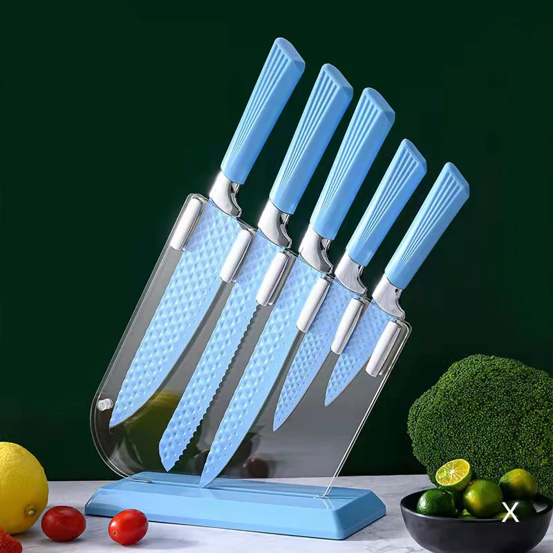Chef Slicing Bread Utility Paring Knife Stand Stainless Steel Blade PP Handle Sharp Meat Cutter Tools 6pcs Kitchen Knives Set
Chef Slicing Bread Utility Paring Knife Stand Stainless Steel Blade PP Handle Sharp Meat Cutter Tools 6pcs Kitchen Knives Set