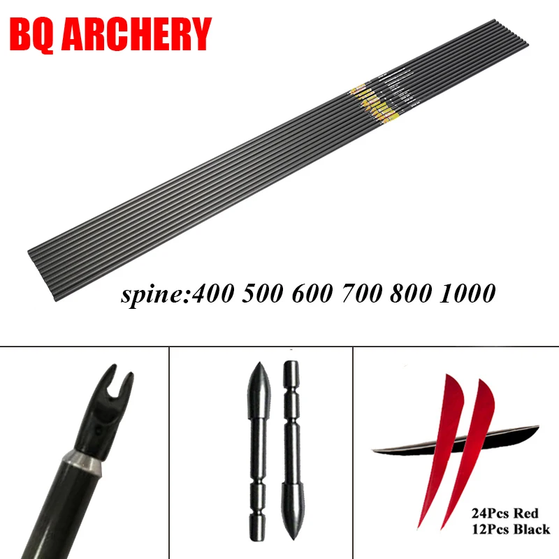 12pcs Pure Carbon Arrows Shaft Sp400-1800 Pin Nock 3inch Turkey Feather ID4.2mm for Recurve Bow Hunting Archery DIY
12pcs Pure Carbon Arrows Shaft Sp400-1800 Pin Nock 3inch Turkey Feather ID4.2mm for Recurve Bow Hunting Archery DIY