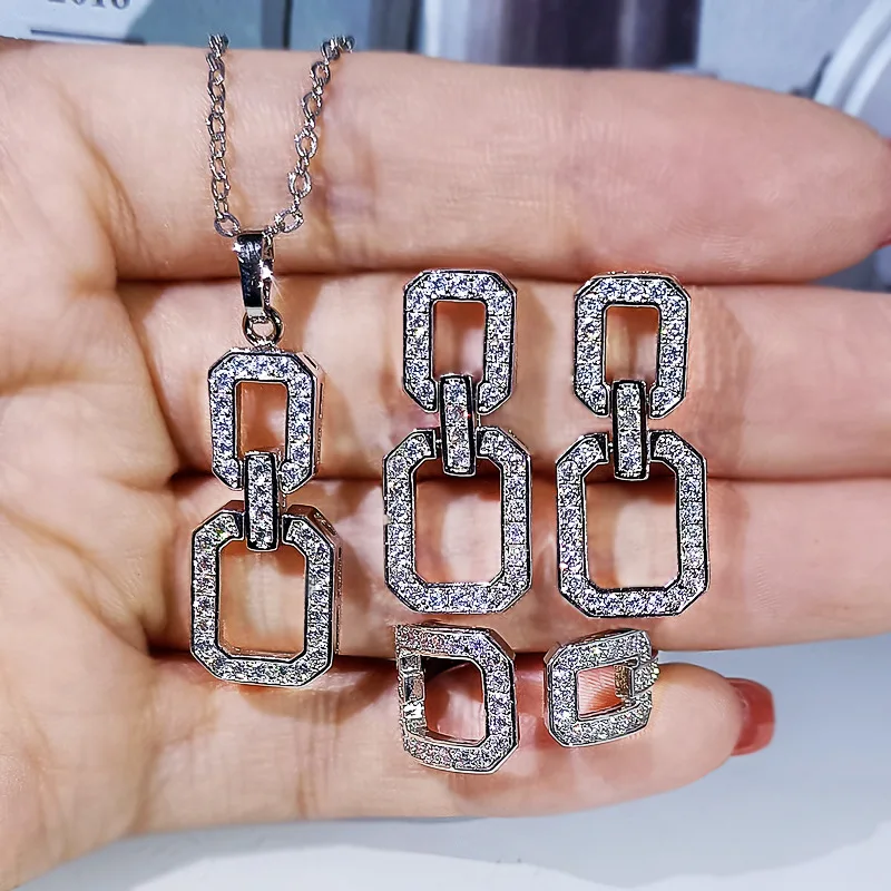 2022 NEW Exquisiteness Jewelry Set For Women S925 Silver Diamond Zircon Three-piece Ring Necklace Pendant Earring Gift
2022 NEW Exquisiteness Jewelry Set For Women S925 Silver Diamond Zircon Three-piece Ring Necklace Pendant Earring Gift