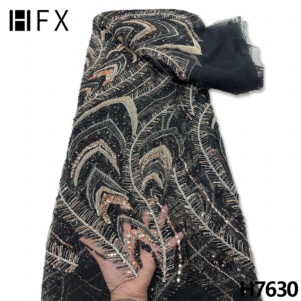 HFX Black Beaded Lace Fabric High-end Nigerian sequins Lace Fabrics 2022 French Net Lace Fabric With Sequins For Wedding H7630
HFX Black Beaded Lace Fabric High-end Nigerian sequins Lace Fabrics 2022 French Net Lace Fabric With Sequins For Wedding H7630