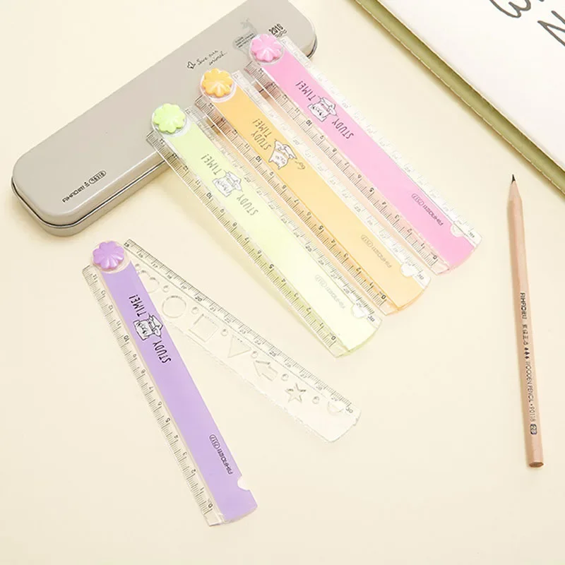 

30 CM Kawaii Cute Kawaii Study Time Folding Ruler Multifunction DIY Drawing Rulers for Kids Students Office School Stationery