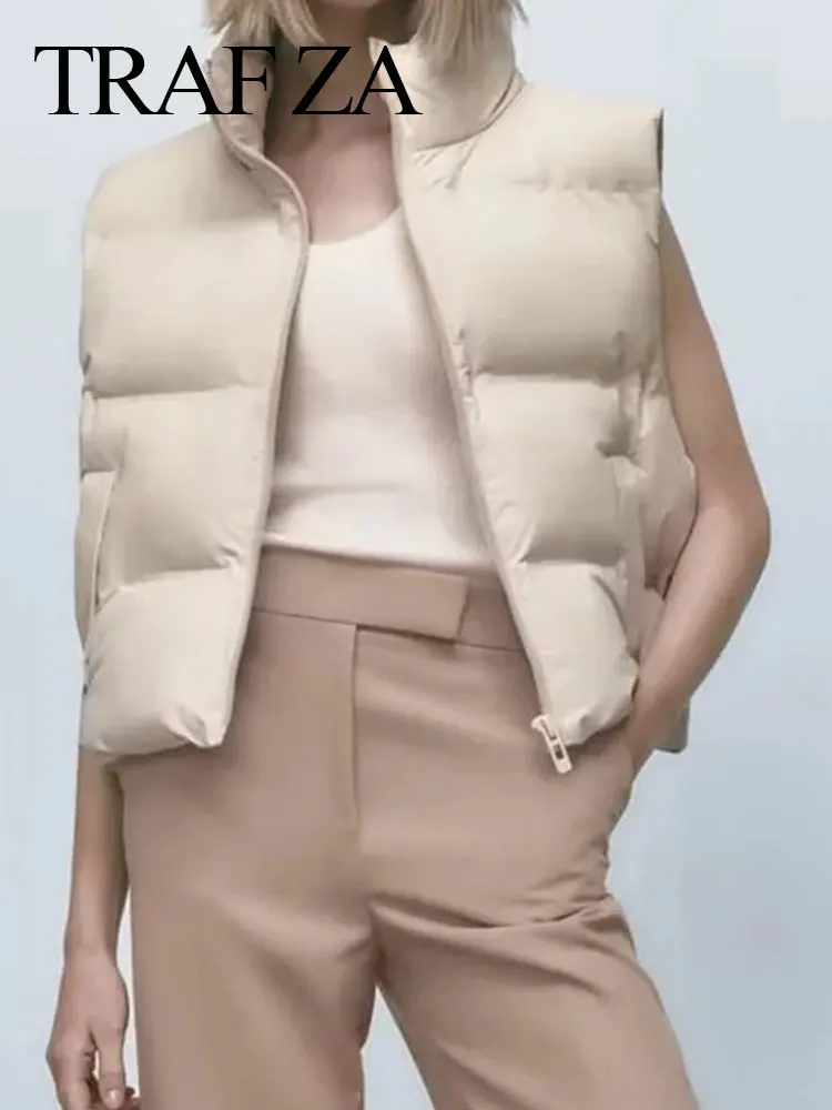 TRAF ZA Women's Zipper Cropped Cotton Vest Coats Vintage Solid High Neck Slim Waistcoat Winter Warm Female Sleeveless Outerwear
TRAF ZA Women's Zipper Cropped Cotton Vest Coats Vintage Solid High Neck Slim Waistcoat Winter Warm Female Sleeveless Outerwear