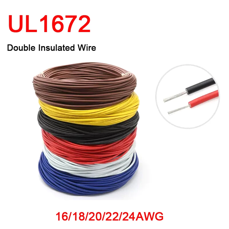 1/5M UL1672 PVC Electronic Wire 16AWG 18AWG 20AWG 22AWG 24AWG Double Insulated Copper Tinned
1/5M UL1672 PVC Electronic Wire 16AWG 18AWG 20AWG 22AWG 24AWG Double Insulated Copper Tinned