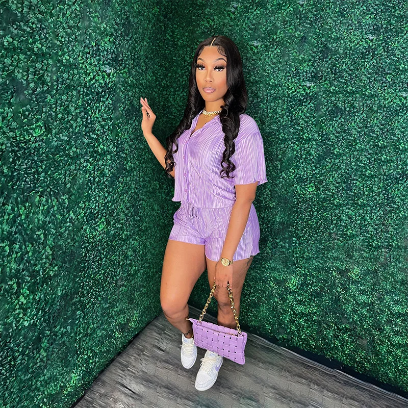 Solid Summer Loose Pleated Two Piece Set Women Fashion Casual Short Sleeve Shirts Crop Tops And Shorts Home Suits Holiday Outfi
Solid Summer Loose Pleated Two Piece Set Women Fashion Casual Short Sleeve Shirts Crop Tops And Shorts Home Suits Holiday Outfi