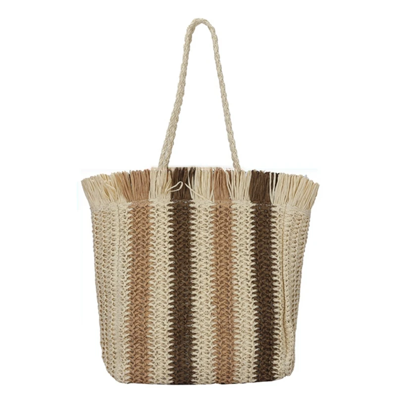 Striped Beach Straw Bag Large Capacity Shoulder Bag for Women Handmade Woven Handbag Rattan Bag Casual Tote Bag
Striped Beach Straw Bag Large Capacity Shoulder Bag for Women Handmade Woven Handbag Rattan Bag Casual Tote Bag