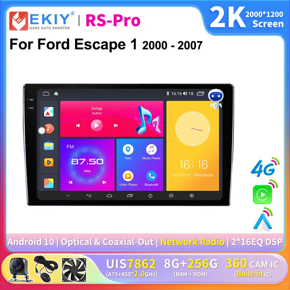 

EKIY 2K экран CarPlay автомобильное радио для Ford Escape 1 2000 - 2007 автомобильный мультимедийный плеер стерео навигация Android Авто 2Din GPS DVD