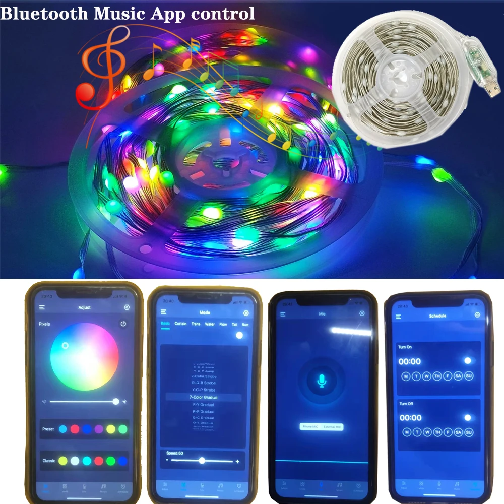 100Led Dreamcolor Light String BT Music APP WS2812B RGBIC Lighting Addressable Individually Birthday Party Wedding Garland
100Led Dreamcolor Light String BT Music APP WS2812B RGBIC Lighting Addressable Individually Birthday Party Wedding Garland