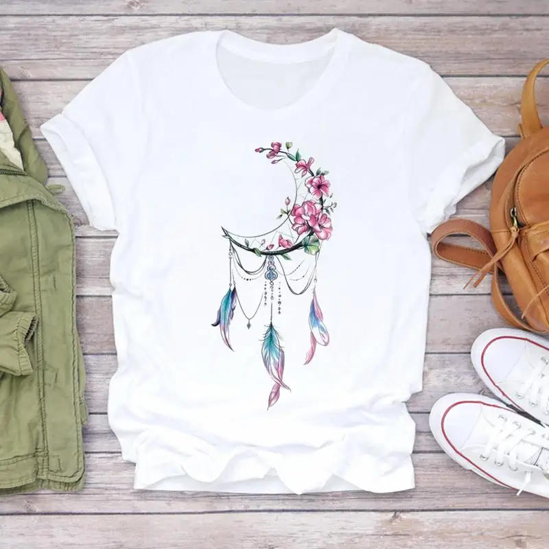 Feather Fashion Print Women 2021 Summer Short Sleeve Dream Flower Lady Top T Shirt Ladies Womens Graphic Female Tee T-Shirt
Feather Fashion Print Women 2021 Summer Short Sleeve Dream Flower Lady Top T Shirt Ladies Womens Graphic Female Tee T-Shirt