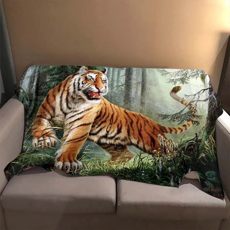 Мягкое флисовое покрывало с изображением тигра и животного
Мягкое флисовое покрывало с изображением тигра и животного