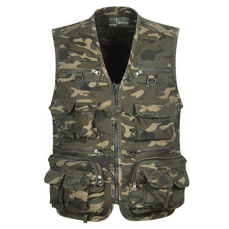 Summer Men Multi-Pocket Vest Tactical Camouflage Sleeveless Jacket Photography Workwear Fishing Shooting Waistcoats
Summer Men Multi-Pocket Vest Tactical Camouflage Sleeveless Jacket Photography Workwear Fishing Shooting Waistcoats
