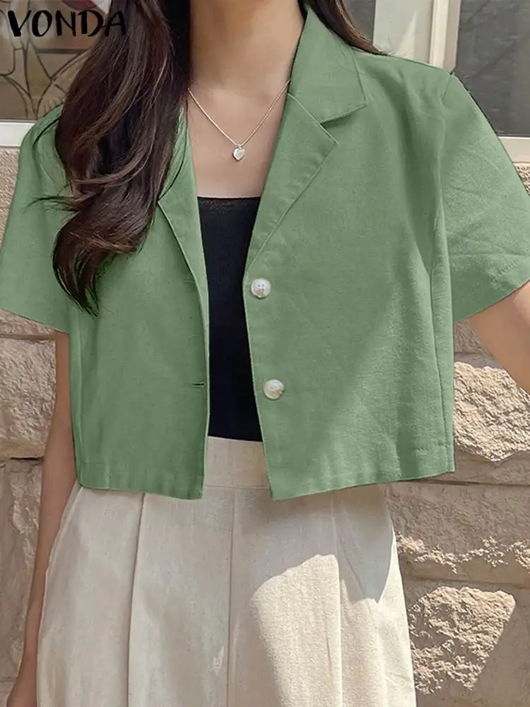 2023 VONDA Women Summer Shirts Lapel Tunic Tops Fashion Short Sleeve Buttons Casual Solid Blouses Loose Party Female Clothing
2023 VONDA Women Summer Shirts Lapel Tunic Tops Fashion Short Sleeve Buttons Casual Solid Blouses Loose Party Female Clothing