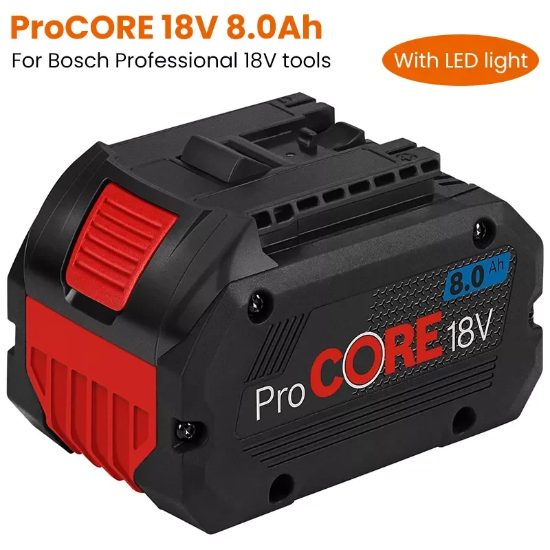 Замена на 8000 мАч для профессиональной системы Bosch, 18 в, беспроводная ProCORE18V, BAT609, BAT609G, BAT618, BAT618G, 21700, технология Cell
Замена на 8000 мАч для профессиональной системы Bosch, 18 в, беспроводная ProCORE18V, BAT609, BAT609G, BAT618, BAT618G, 21700, технология Cell