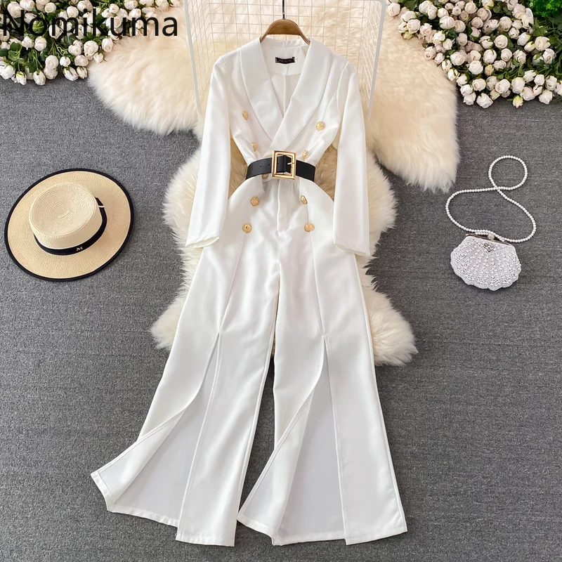 Nomikuma Jumpsuit Women Spring Autumn Suit Collar High Waist Wide Leg Drawstring Combinaison Femme Retro Elegant Mono Mujer
Nomikuma Jumpsuit Women Spring Autumn Suit Collar High Waist Wide Leg Drawstring Combinaison Femme Retro Elegant Mono Mujer