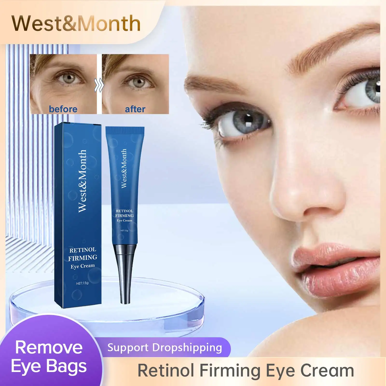 Retinol Eye Cream Remove Eye Bags Dark Circles Anti-Puffiness Delay Aging Reduce Wrinkles Lifting Firming Brighten Eye Cream 15g
Retinol Eye Cream Remove Eye Bags Dark Circles Anti-Puffiness Delay Aging Reduce Wrinkles Lifting Firming Brighten Eye Cream 15g