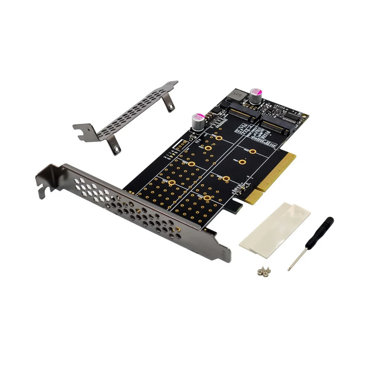 PCI-E X8 Dual Channel M.2 NVMe SSD Boost Expansion Card M.2 M KEY NVMe Solid State Drives Adapter Card
PCI-E X8 Dual Channel M.2 NVMe SSD Boost Expansion Card M.2 M KEY NVMe Solid State Drives Adapter Card