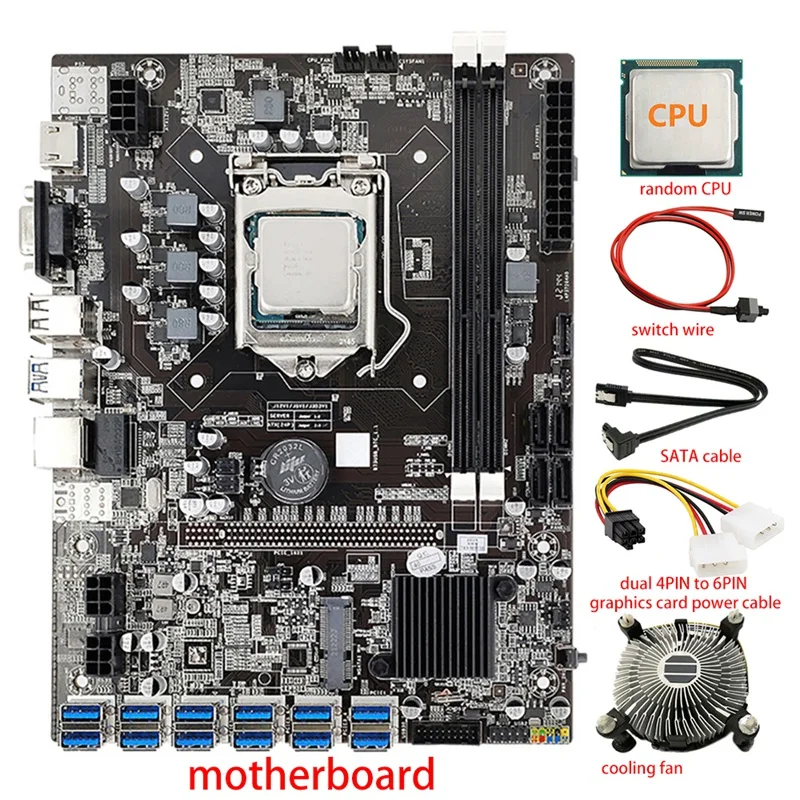 Материнская плата 12 GPU B75 ETH/BTC для майнинга + процессор + вентилятор + кабель питания + кабель SATA + кабель переключателя 12 USB3.0(PCIE) LGA1155 DDR3 SATA3.0
Материнская плата 12 GPU B75 ETH/BTC для майнинга + процессор + вентилятор + кабель питания + кабель SATA + кабель переключателя 12 USB3.0(PCIE) LGA1155 DDR3 SATA3.0
