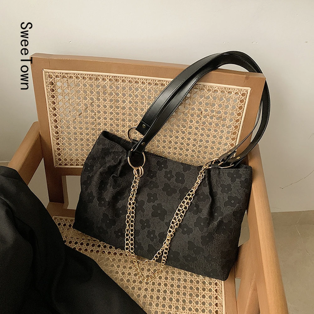 Sweetown Women Handbag Large Capacity Canvas Shopping Bags Women's Casual Tote Female Chain Design Shoulder Bags Flower Tote Bag
Sweetown Women Handbag Large Capacity Canvas Shopping Bags Women's Casual Tote Female Chain Design Shoulder Bags Flower Tote Bag