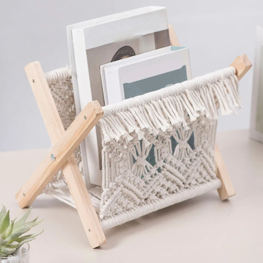 Hand-Woven Cotton Rope Macrame Storage Rack Desktop Bookshelf Bohemia Style Magazine Rack Holder For Books Newspapers
Hand-Woven Cotton Rope Macrame Storage Rack Desktop Bookshelf Bohemia Style Magazine Rack Holder For Books Newspapers