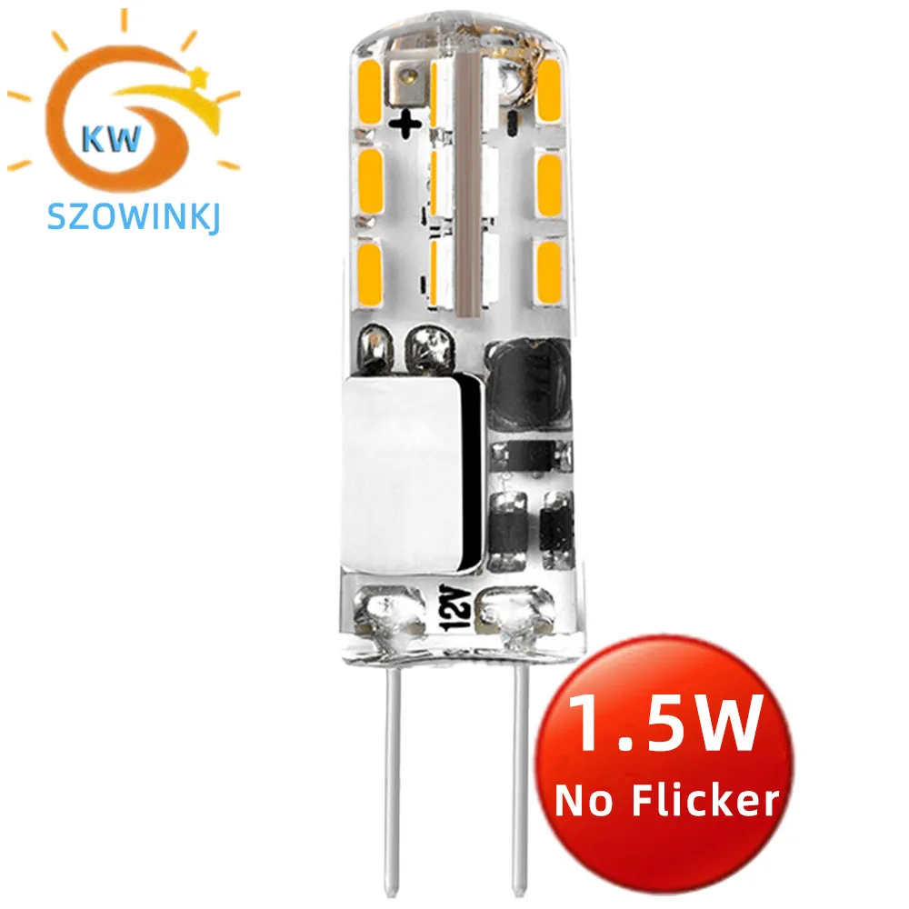 

G4 Flicker Free ACDC12V LED Bulb 1.5W Silicone 360 Beam Angle 24LEDS SMD3014 Super Bright Replacement 30W Halogen Pendant Light
