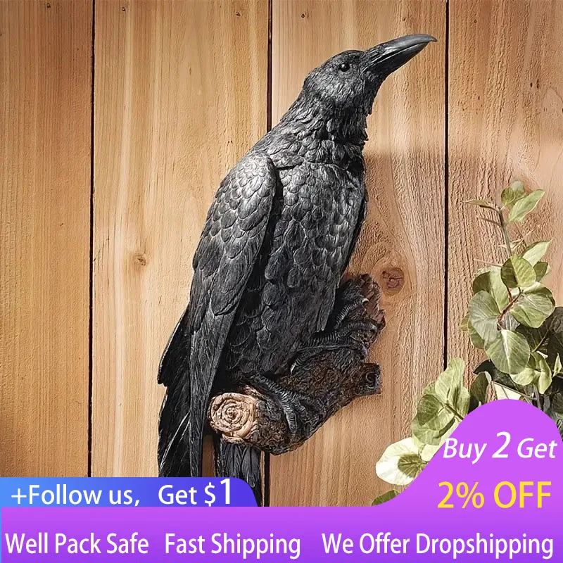 Resin Black Crows Perch Wall Sculpture Lifelike Crows Garden Hanging Ornaments Gothic Raven Statue Decor for Tree Branch Decor
Resin Black Crows Perch Wall Sculpture Lifelike Crows Garden Hanging Ornaments Gothic Raven Statue Decor for Tree Branch Decor