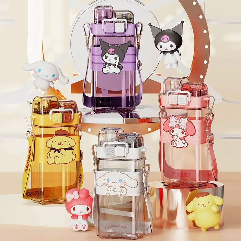 

Новые Kawaii Sanrioed бутылки для воды милый аниме Cinnamoroll Kuromi мультфильм портативная чашка 520 мл бутылка подарок для детей мальчиков девочек подарок