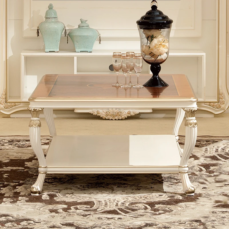

Чайный столик во французском дворцовом стиле из цельной древесины в европейском стиле для гостиной маленький угловой столик на заказ высококачественный чайный столик