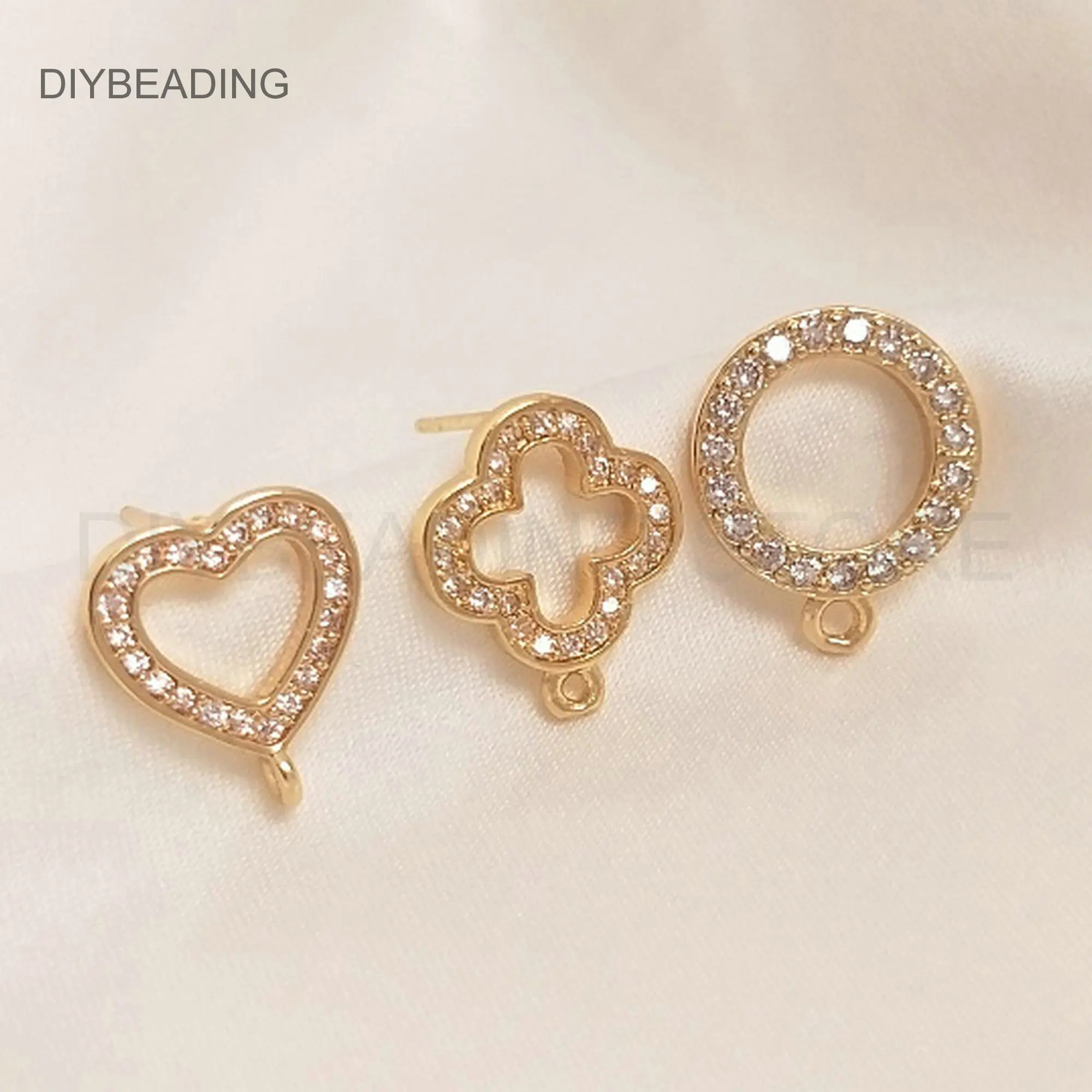 Earing Making Supplies 14K Real Gold Plated Rhinestone Heart/Circle/Flower Blank Earring Post Material Wholesale(925 Silver Pin)
Earing Making Supplies 14K Real Gold Plated Rhinestone Heart/Circle/Flower Blank Earring Post Material Wholesale(925 Silver Pin)