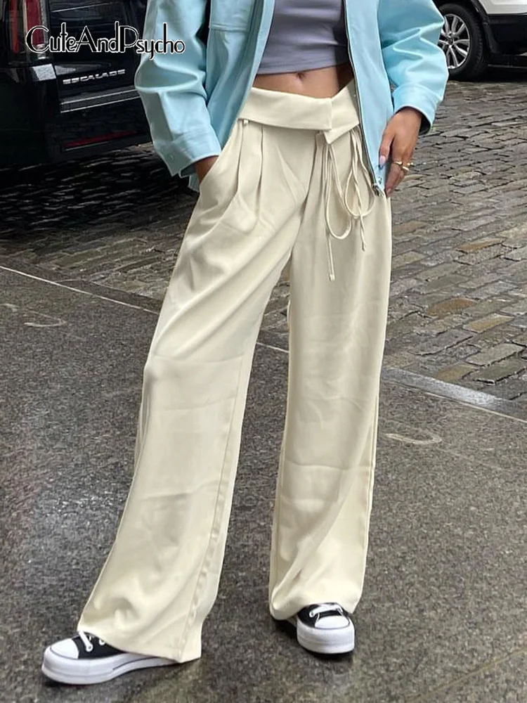 Cuteandpsycho Solid Chic Turn-down Waist Trousers Fashion Korean Wide Leg Loose Sweatpants Casual Y2K Women's Pants Streetwear
Cuteandpsycho Solid Chic Turn-down Waist Trousers Fashion Korean Wide Leg Loose Sweatpants Casual Y2K Women's Pants Streetwear