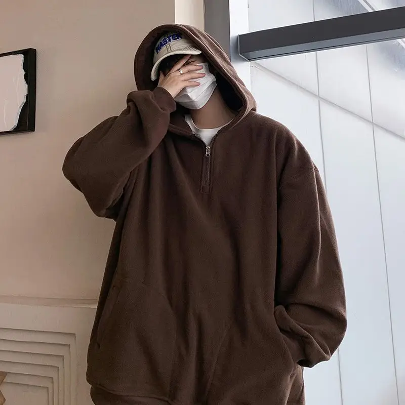 Korean style simple double-sided polar fleece half-zip sweatshirt for men in autumn and winter plus velvet heavy hooded jacket
Korean style simple double-sided polar fleece half-zip sweatshirt for men in autumn and winter plus velvet heavy hooded jacket