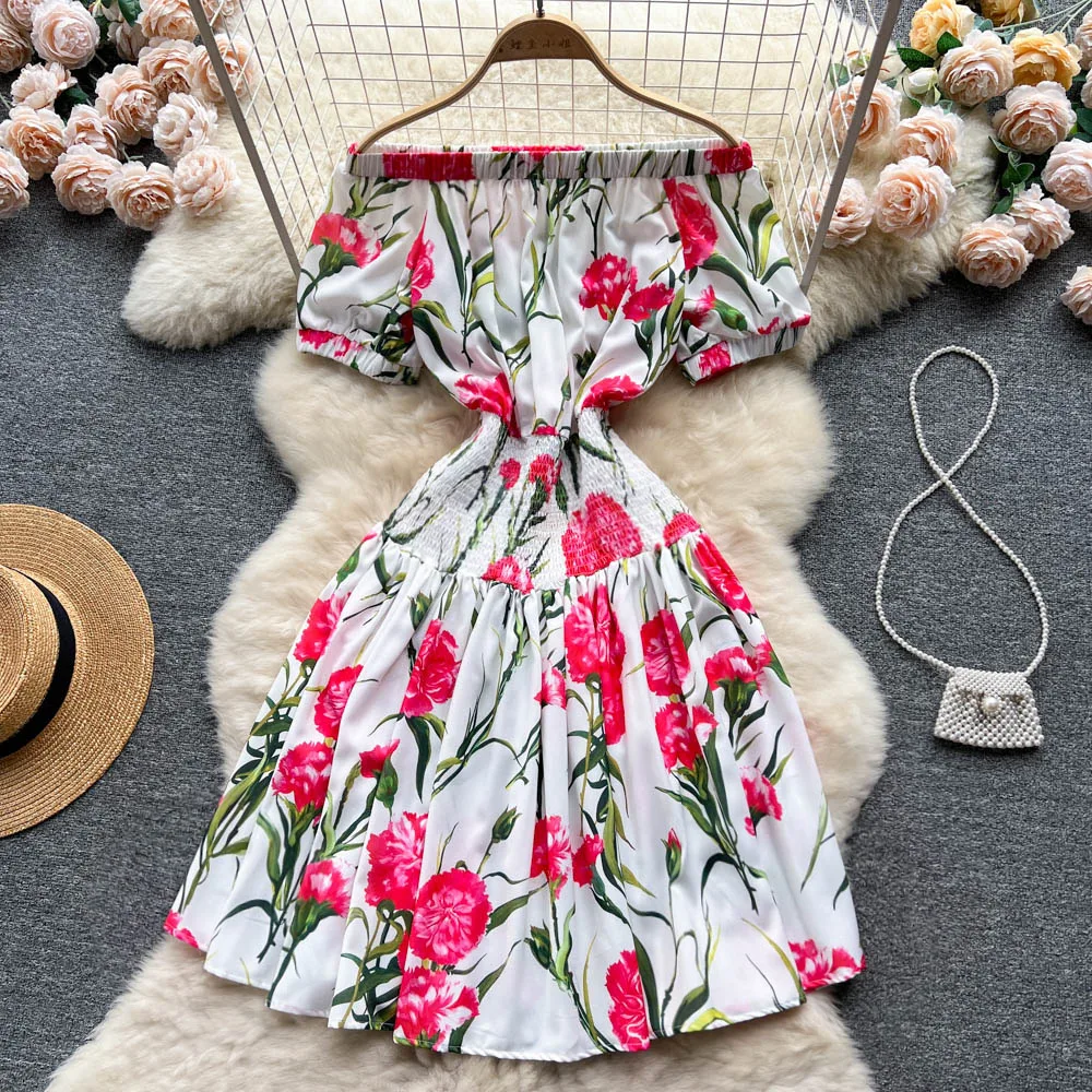 Runway Summer Party Floral Dress Women Sexy Off Shoulder Short Sleeve Lily Holiday High Elastic Waist Ruffles Short Dress N522
Runway Summer Party Floral Dress Women Sexy Off Shoulder Short Sleeve Lily Holiday High Elastic Waist Ruffles Short Dress N522