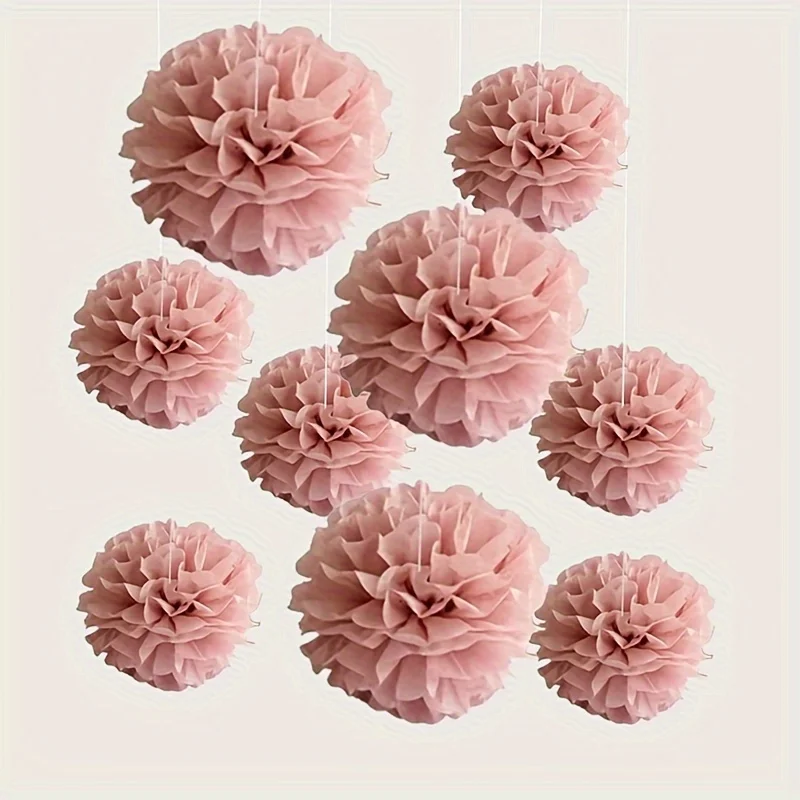 Набор из 9 бумажных шаров-цветов розового цвета
Набор из 9 бумажных шаров-цветов розового цвета