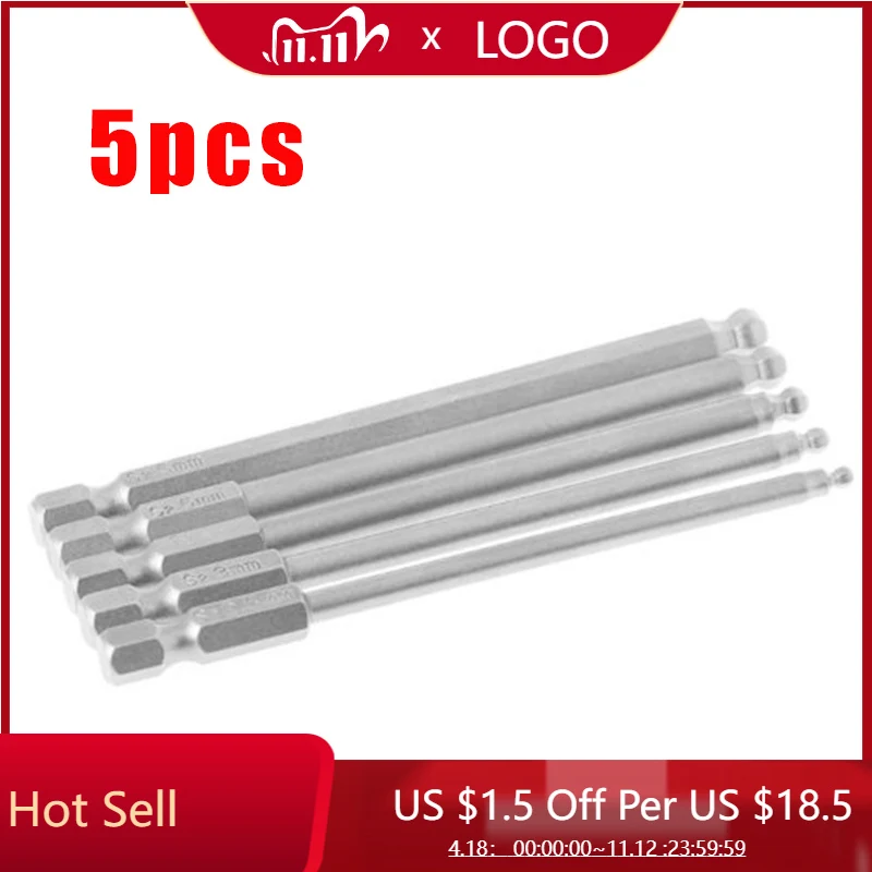 5Pcs 1/4" Hex Shank 100mm Magnetic Holder Bit Ball End Hexagon Screwdriver Bits Drill Set 2.5mm 3mm 4mm 5mm 6mm
5Pcs 1/4" Hex Shank 100mm Magnetic Holder Bit Ball End Hexagon Screwdriver Bits Drill Set 2.5mm 3mm 4mm 5mm 6mm