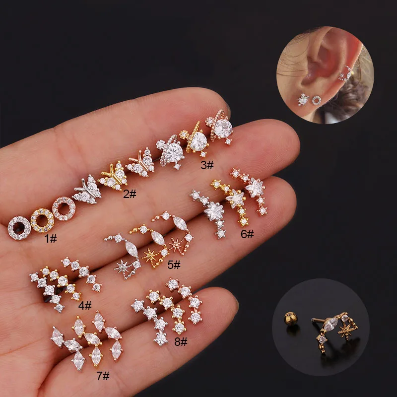 Biliear 1pce Fashion Gold Cz Stainless Steel Helix Cartilage Piercing Stud Earrings Zircon Ear Studs Butterfly for Women Jewelry
Biliear 1pce Fashion Gold Cz Stainless Steel Helix Cartilage Piercing Stud Earrings Zircon Ear Studs Butterfly for Women Jewelry