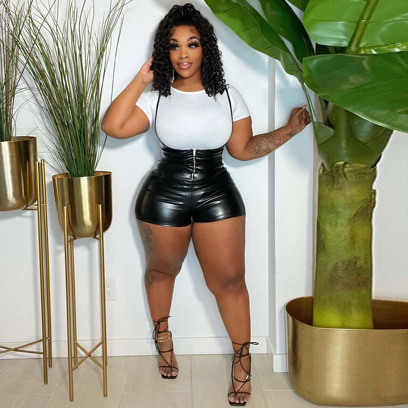 WUHE Sport Active Women Two 2 Piece Set Outfits Fashion Summer T-shirt and Faux Leather PU Romper Shorts Tracksuit Sweatsuit
WUHE Sport Active Women Two 2 Piece Set Outfits Fashion Summer T-shirt and Faux Leather PU Romper Shorts Tracksuit Sweatsuit