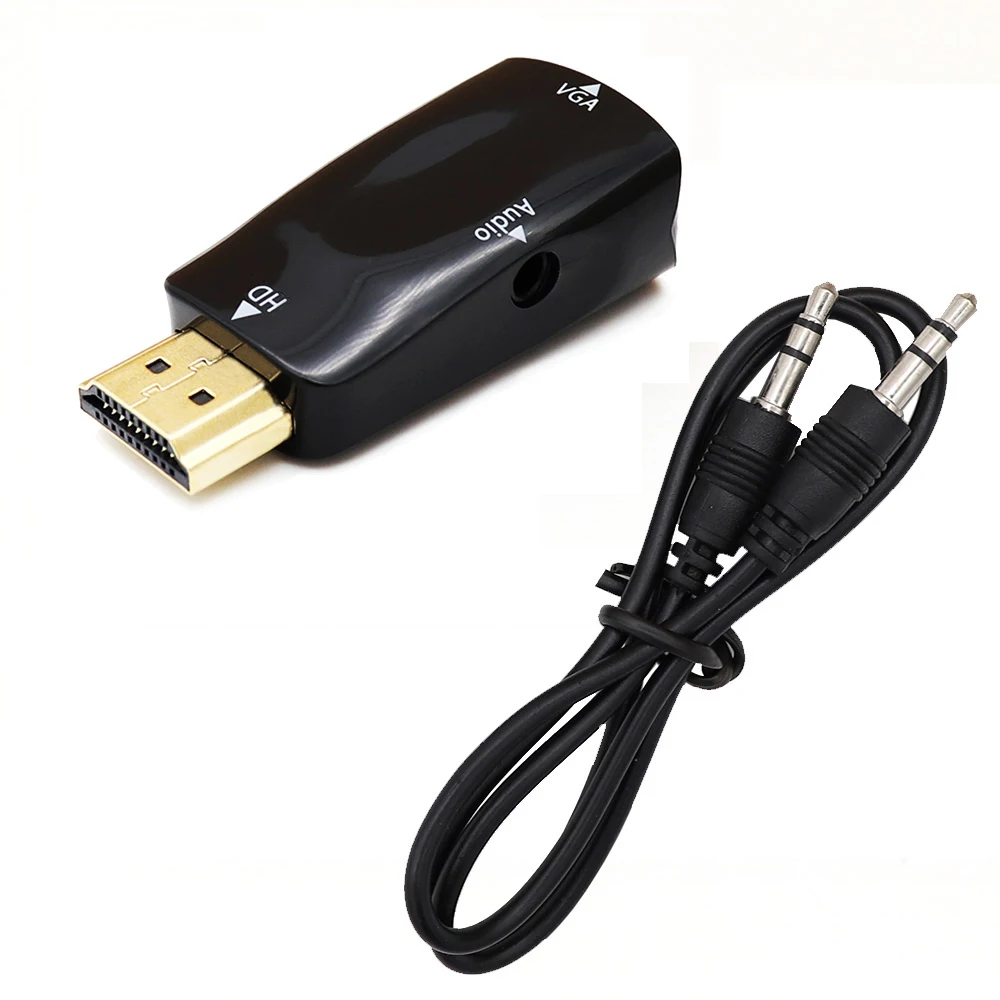 Адаптер HDMI-совместимый с VGA-кабелем переходник папа-Мама аудиоразъем 3 5 мм HD 1080P