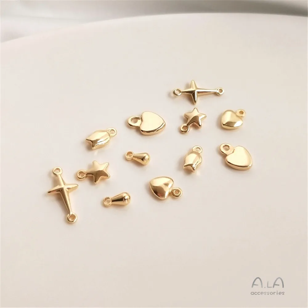 14K gold pentagram peach heart drop tail chain pendant diy jewelry small pendant accessories
14K gold pentagram peach heart drop tail chain pendant diy jewelry small pendant accessories