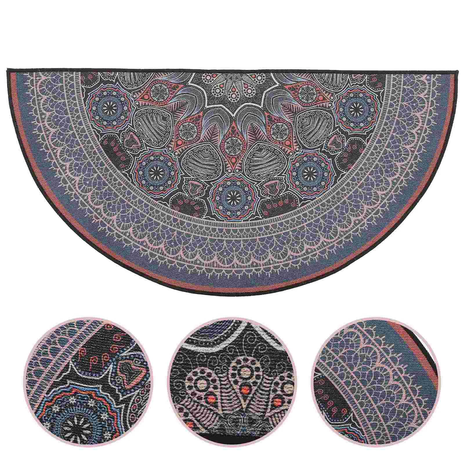 

Rug Mat Door Bohemian Mats Floor Mandala Carpet Entrance Rugs Round Bathroom Half Area Doormat Circle Semi Welcome Bath Front