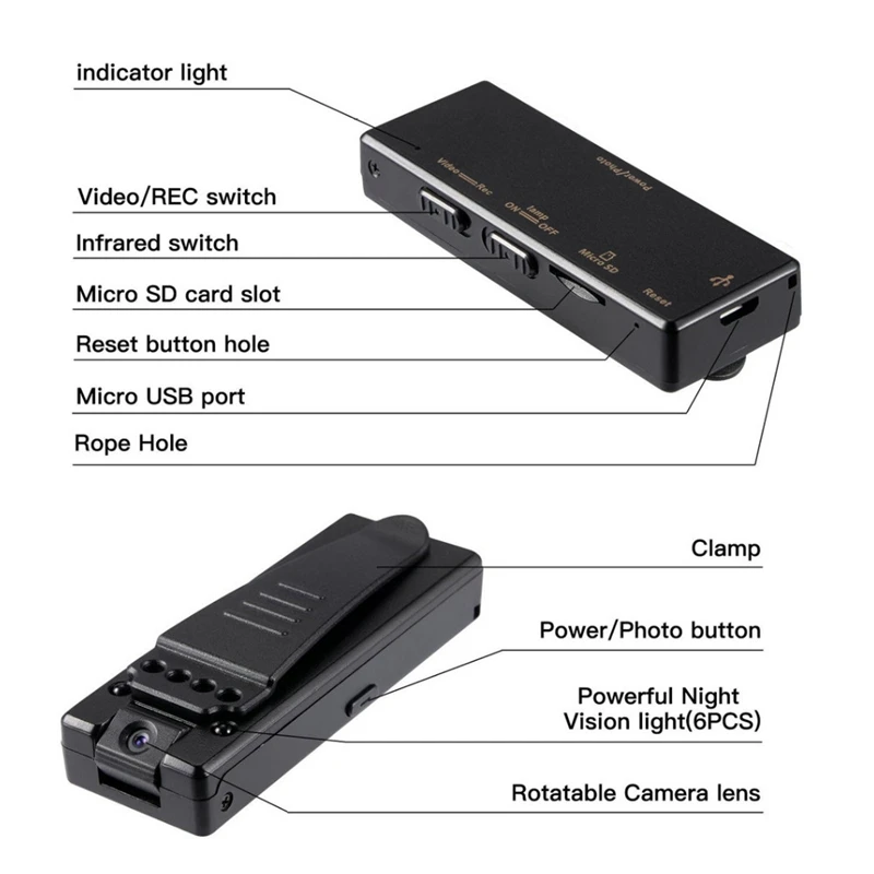 BAAY HD 1080P Mini Camera Portable DVR Cameras Digital Camcorders Night Vision Loop Recording Video Recorder Pocket Sport Cam
BAAY HD 1080P Mini Camera Portable DVR Cameras Digital Camcorders Night Vision Loop Recording Video Recorder Pocket Sport Cam