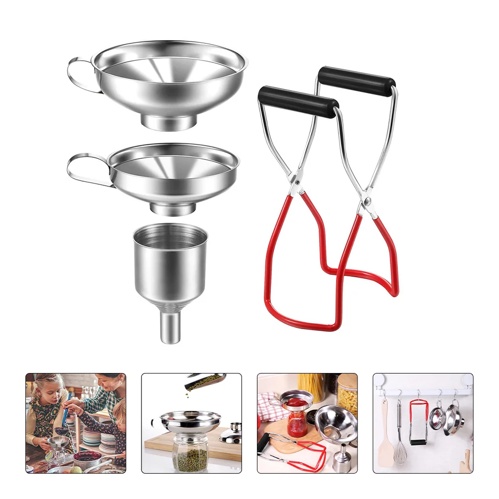 Funnel Jar Lifter Canning Kitchen Tong Steel Set Bottle Stainless Can Grip Picker Clamp Hot Dish Lift Handle Wide Mouth Tongs
Funnel Jar Lifter Canning Kitchen Tong Steel Set Bottle Stainless Can Grip Picker Clamp Hot Dish Lift Handle Wide Mouth Tongs