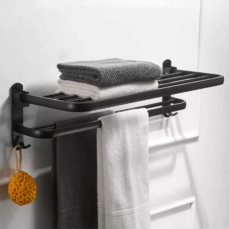 Towel Holder Punch-Free Bathroom Accessories Folding Hook Storage Shower Rack Matte Black Aluminum Hanger Wall-Mounted Shelves
Towel Holder Punch-Free Bathroom Accessories Folding Hook Storage Shower Rack Matte Black Aluminum Hanger Wall-Mounted Shelves