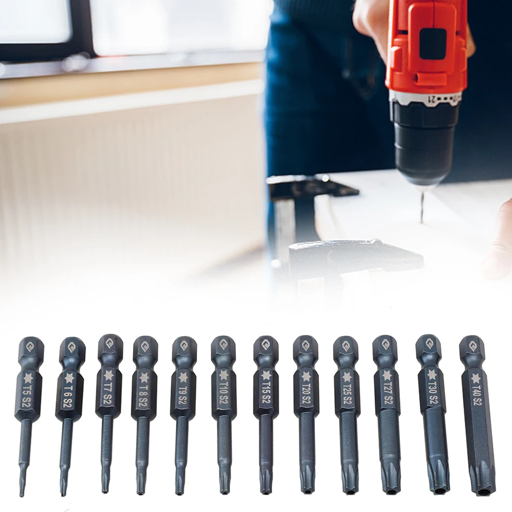 12Pcs 50mm T5-T40 Alloy Steel Hex Bits Driver Tamper Proof Security Drill Magnetic Bit Set Torx Screwdriver Bits
12Pcs 50mm T5-T40 Alloy Steel Hex Bits Driver Tamper Proof Security Drill Magnetic Bit Set Torx Screwdriver Bits