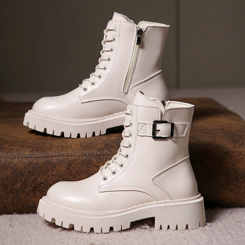 2022 Autumn White Lace Up Punk Ankle Boot For Women Fashion Platform Boots Soft Round Toe Combat Martin Black Boots Ladies Shoes
2022 Autumn White Lace Up Punk Ankle Boot For Women Fashion Platform Boots Soft Round Toe Combat Martin Black Boots Ladies Shoes