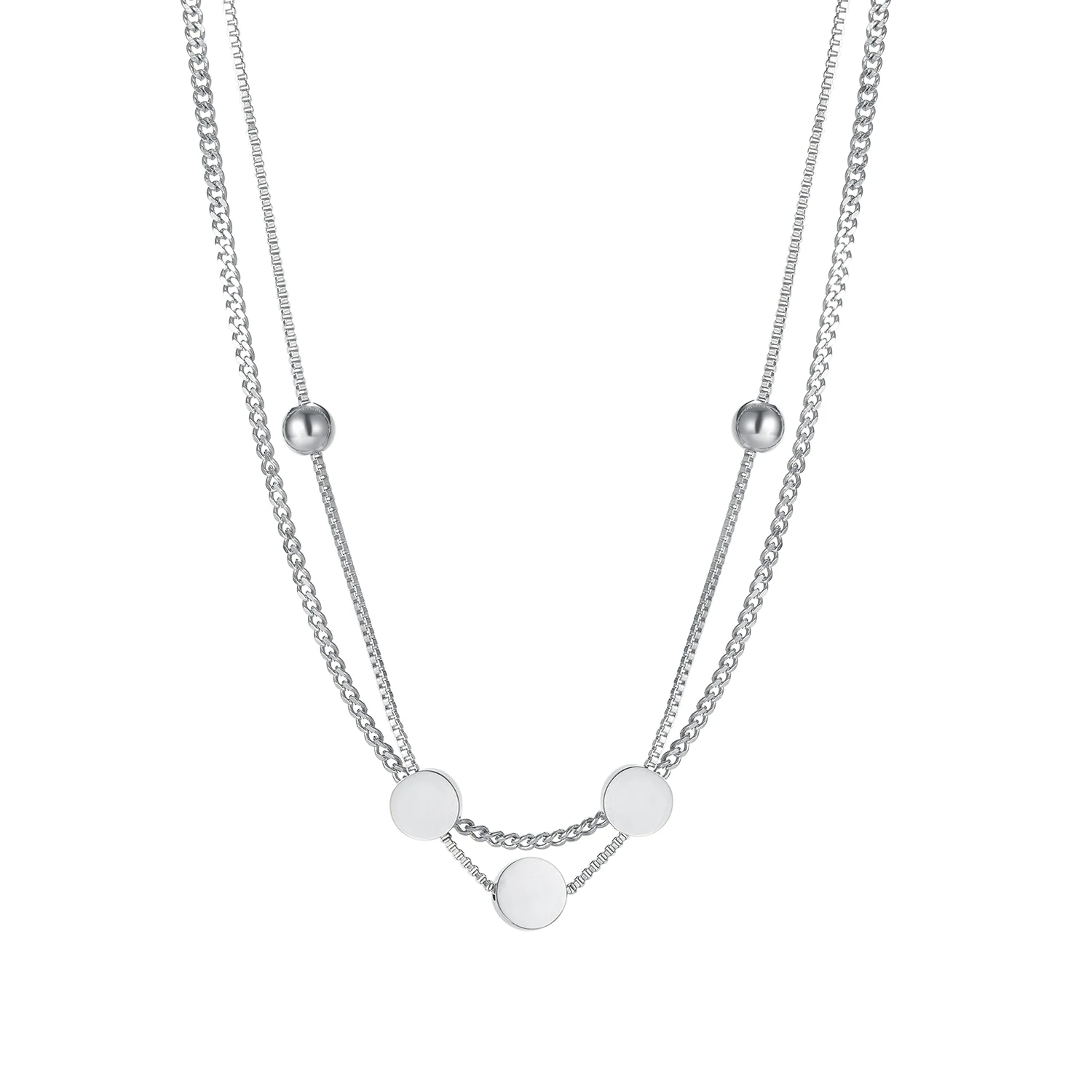 European 316L Stainless Steel Chain Necklace Personalized multi-layer beads Pendant For Women's Birthday Party Fashion Jewelry
European 316L Stainless Steel Chain Necklace Personalized multi-layer beads Pendant For Women's Birthday Party Fashion Jewelry