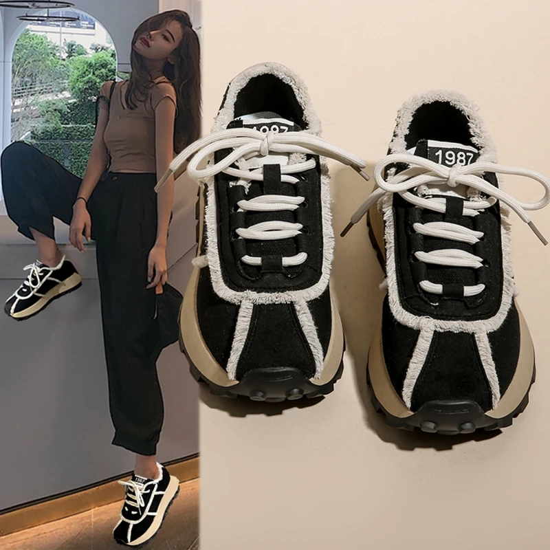Women Chunky Sneakers Lace Up Platform Vulcanize Shoes Fashion Single shoe flat shoes
Women Chunky Sneakers Lace Up Platform Vulcanize Shoes Fashion Single shoe flat shoes