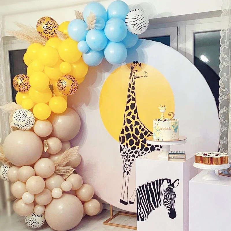 

Nude Yellow Blue Balloon Garland Arch Kit Jungle Safari Animal Print Zebra Leopard Latex Balloons Birthday Baby Shower Decors