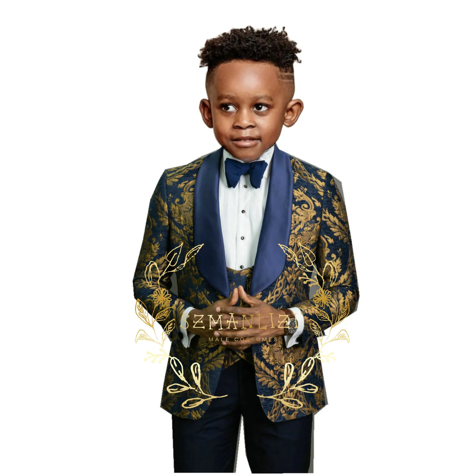 Suit For Boys Kids Wedding Tuxedo Formal Navy Blue Floral Jacket Set 3 Piece Shawl Lapel Blazer Vest Pants Fashion Child Costume
Suit For Boys Kids Wedding Tuxedo Formal Navy Blue Floral Jacket Set 3 Piece Shawl Lapel Blazer Vest Pants Fashion Child Costume