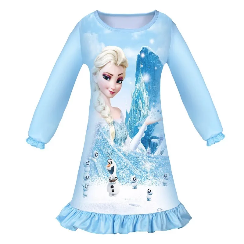 

Детская ночная рубашка с изображением принцессы Эльзы из мультфильма «Холодное сердце», летняя Домашняя одежда с короткими рукавами для девочек, тонкое милое пижамное платье